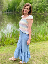 Load image into Gallery viewer, Dusty Blue Eyelet Ruffle Pants
