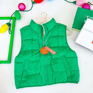 Green With Envy Reversible Sherpa Vest